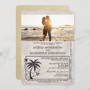 Champagne Florida Passport Wedding Invitation