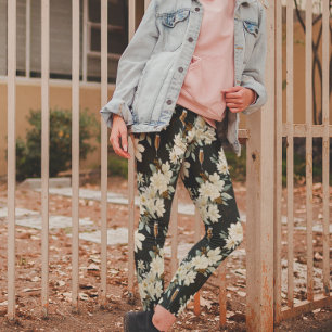 Champagne Flower Floral New Years Wedding Leggings