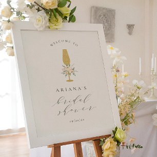 Champagne & Flowers Bridal Shower Welcome Sign