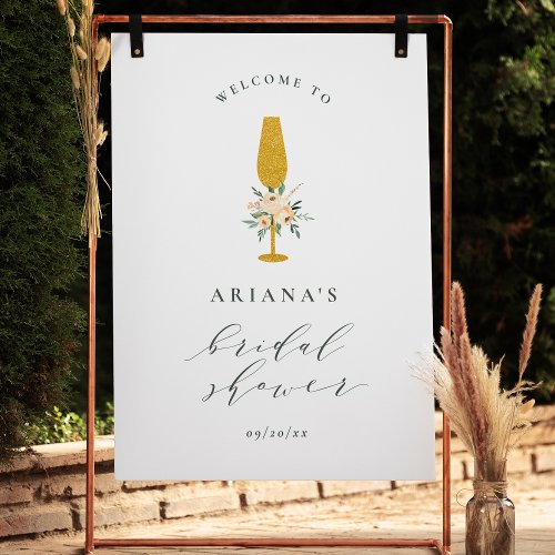 Champagne  Flowers Bridal Shower Welcome Sign