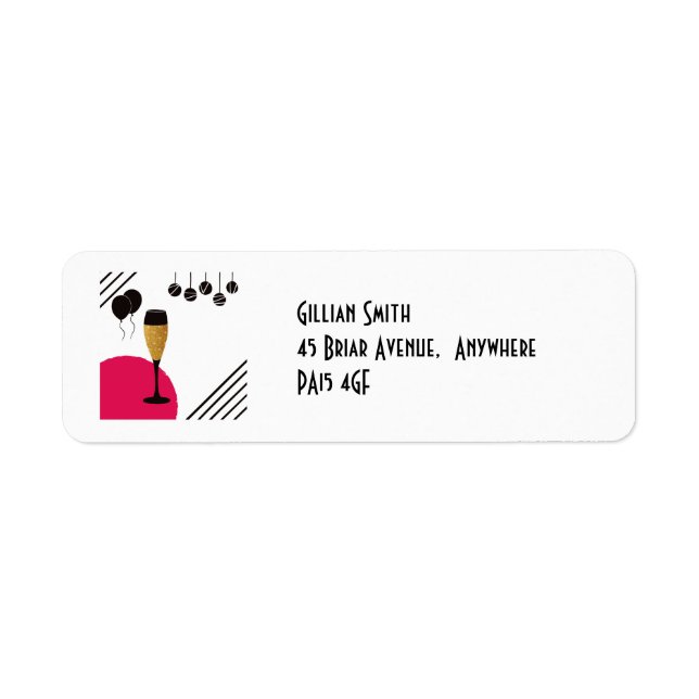 Champagne Flute/Balloons/Return Address Label (Front)