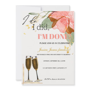 Champagne Flute Divorce Party Invitation