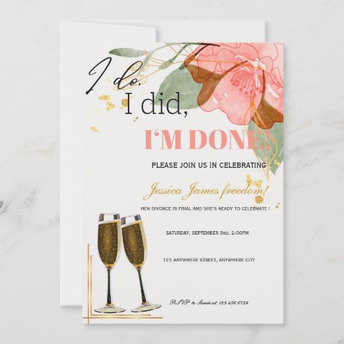 Champagne Flute Divorce Party Invitation