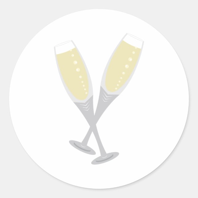 Champagne Flutes Classic Round Sticker (Front)