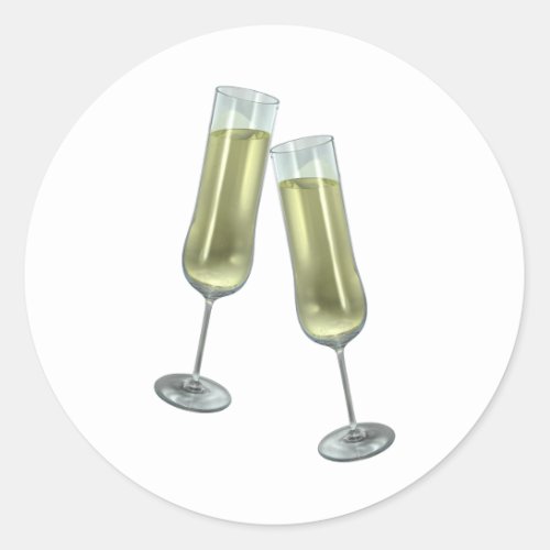 Champagne flutes couple classic round sticker