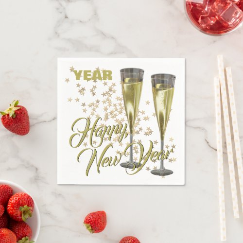 Champagne Flutes Custom Happy New Year