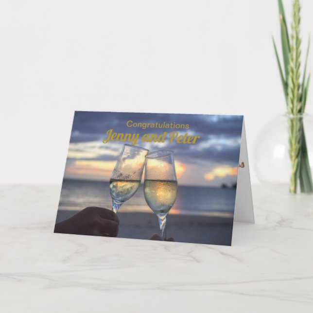 CHAMPAGNE FLUTES CUSTOM WEDDING CONGRATULATIONS CARD (Front)