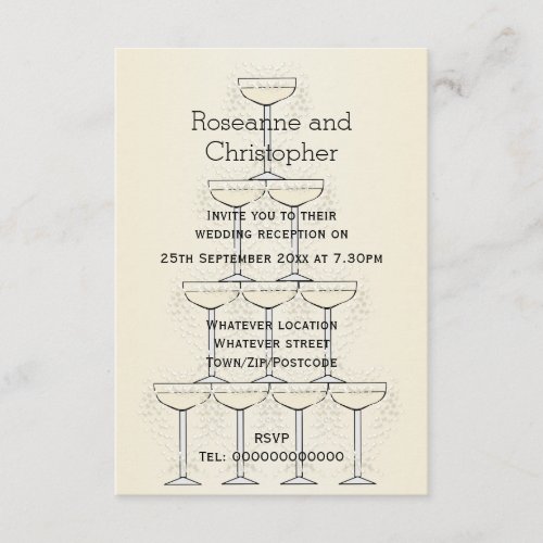 Champagne Flutes Design Champagne Coloured Wedding Enclosure Card