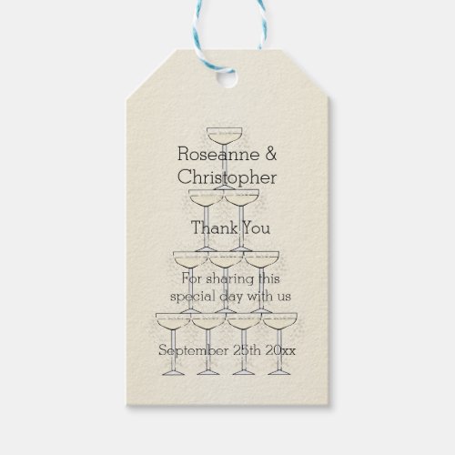 Champagne Flutes Design Champagne Coloured Wedding Gift Tags