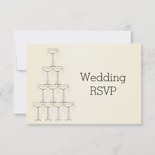 Champagne Flutes Design Champagne Coloured Wedding RSVP Card