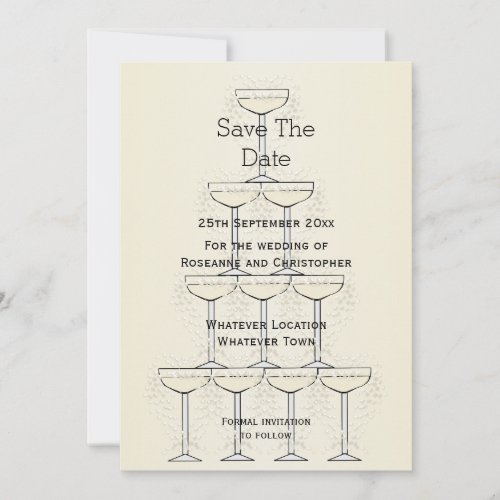 Champagne Flutes Design Champagne Coloured Wedding Save The Date