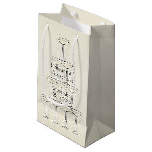 Champagne Flutes Design Champagne Coloured Wedding Small Gift Bag