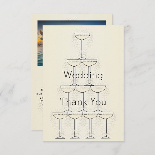 Champagne Flutes Design Champagne Coloured Wedding Thank You Card