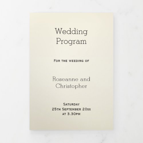 Champagne Flutes Design Champagne Coloured Wedding Tri_Fold Program