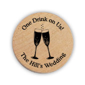 Champagne Flutes Drink Token Wooden Nickels (Front)