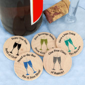 Champagne Flutes Drink Token Wooden Nickels (Front)