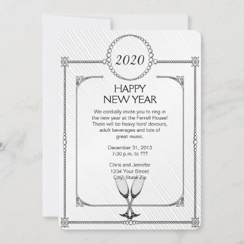 Champagne Flutes New Years Eve Party Invitation