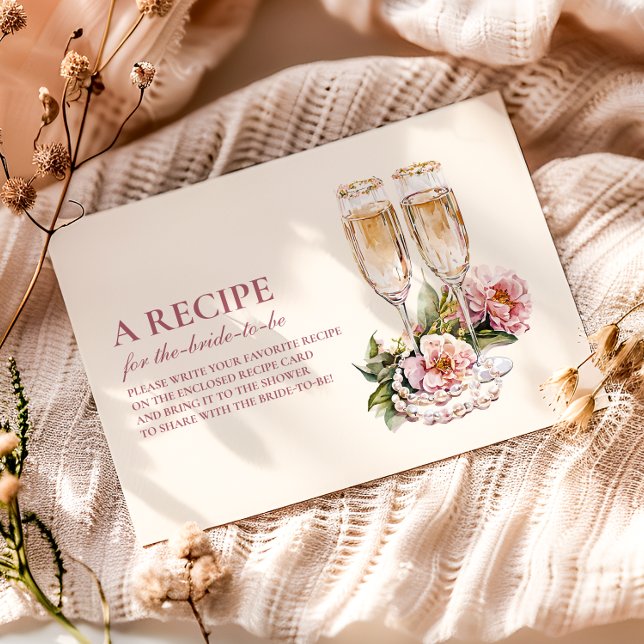 Champagne Flutes & Pearls Bridal Shower Enclosure Card (Creator Uploaded)