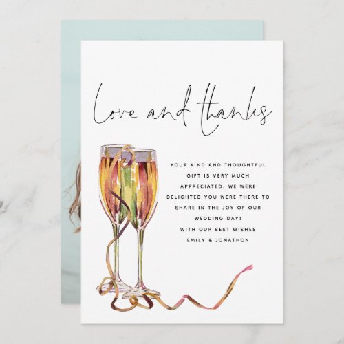 Champagne Flutes Script Photo Wedding Thank You Card