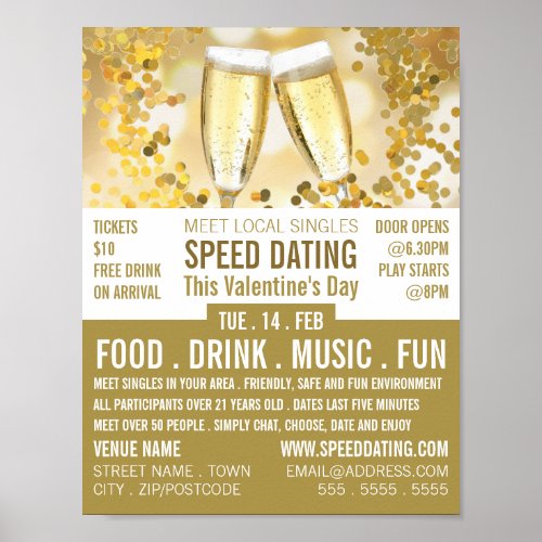 Champagne Flutes Speed Dating Event Advertising Poster