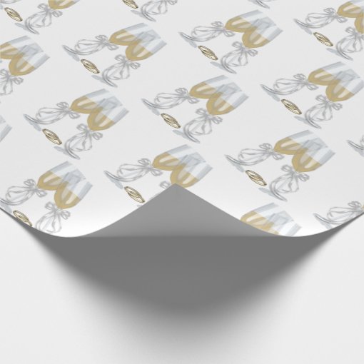 Champagne flutes with wedding rings wrapping paper Zazzle