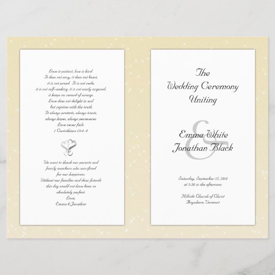 Champagne Folded Christian Wedding Program Zazzle Com