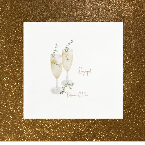 Champagne Foliage Gold Engagement Party Napkins