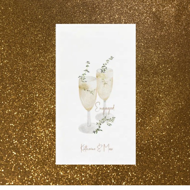 Champagne Foliage Gold Engagement Party Paper Guest Towels (Creator Uploaded)