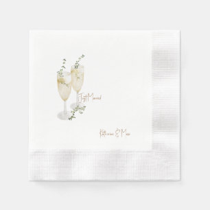 Champagne Foliage Wedding Just Married Coined Napkins