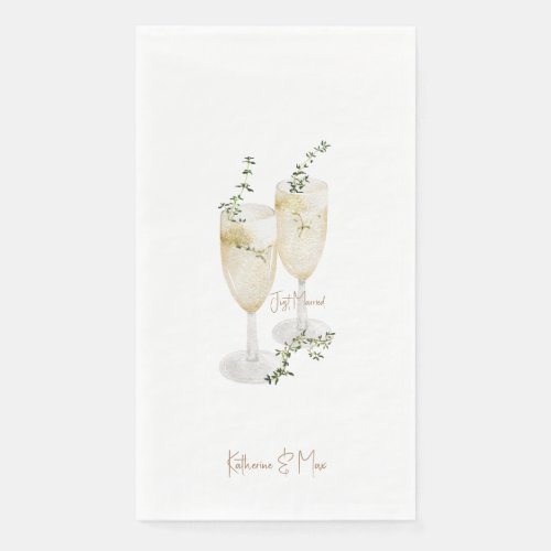 Champagne Foliage Wedding Just Married  Paper Guest Towels