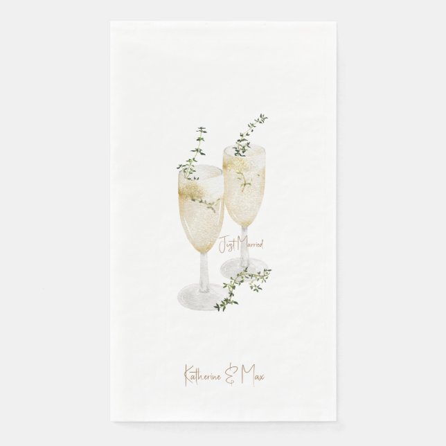 Champagne Foliage Wedding Just Married  Paper Guest Towels (Front)