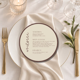 Champagne Formal Round Welcome Wedding Dinner Menu