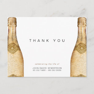 Champagne Funeral Loss of Life Thank You Postcard
