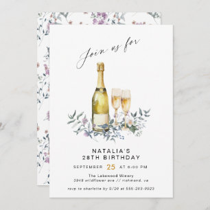 Champagne Garden Cute Any Age Women's Birthday Invitation