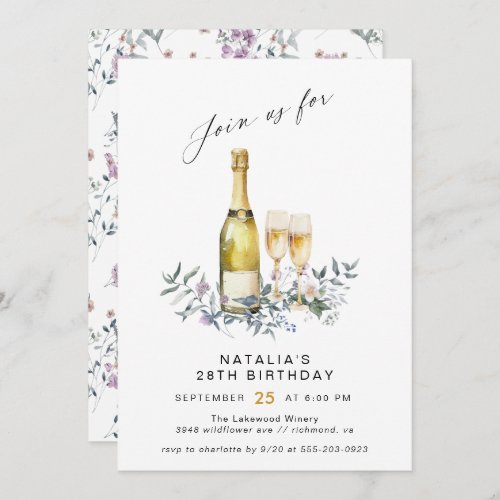 Champagne Garden  Cute Any Age Womens Birthday Invitation