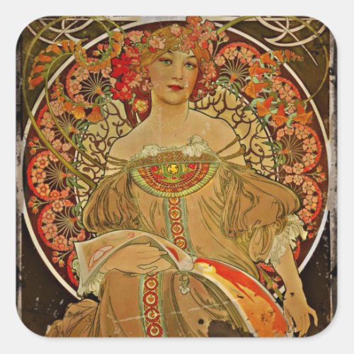 Champagne GIrl c1897 Square Sticker