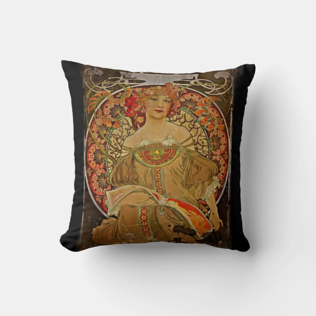 Champagne GIrl c1897 Throw Pillow (Front)
