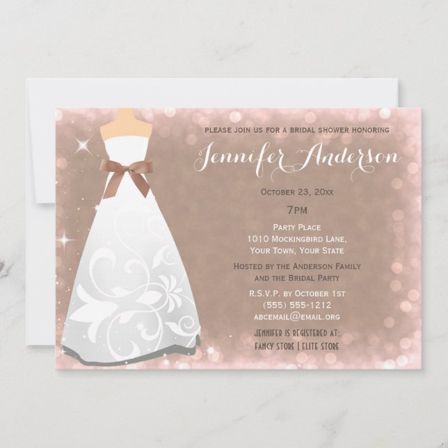 Champagne Glamour Hollywood Theme Bridal Shower Invitation (Front)
