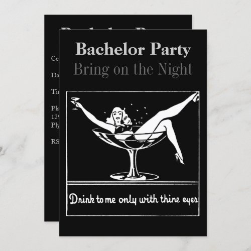 Champagne Glass Bachelor Party Invitation