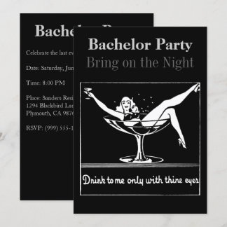 Champagne Glass Bachelor Party Invitation