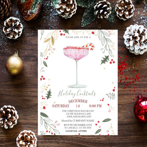 Champagne Glass Branches Company Christmas  Invitation