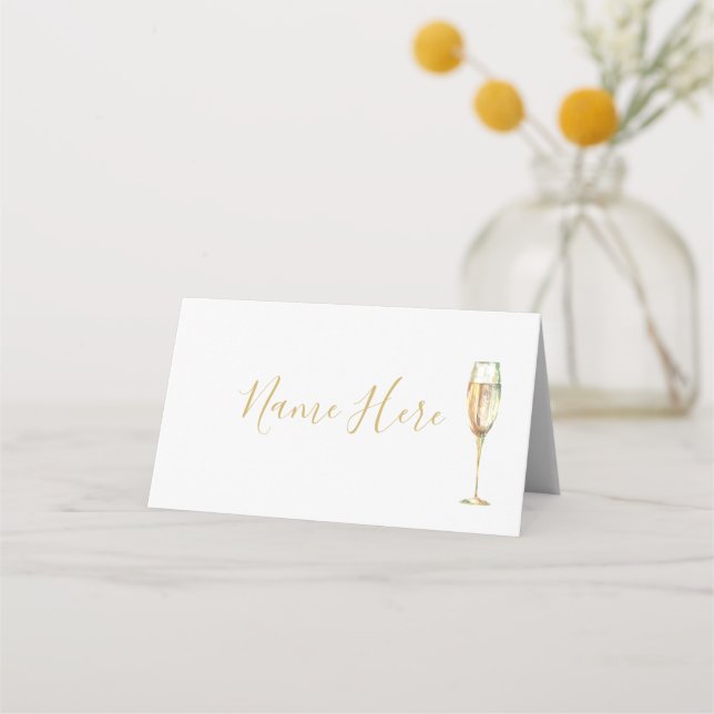 Champagne Glass Folded Place Card (Front)