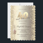 Champagne Glass Gold Confetti Frame 40th Birthday Invitation<br><div class="desc">Elegant  champagne glass,  and gold confetti frame on gold background.</div>