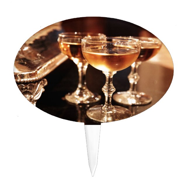 champagne glass golden toast cake topper (Front)