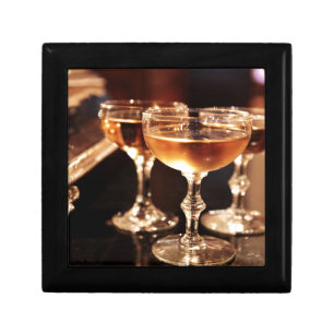 champagne glass golden toast jewelry box