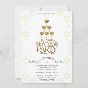 Champagne Glass Holiday Cocktails Christmas Invitation