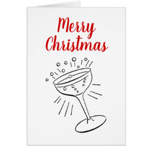 Champagne Glass Merry Christmas Xmas Cards