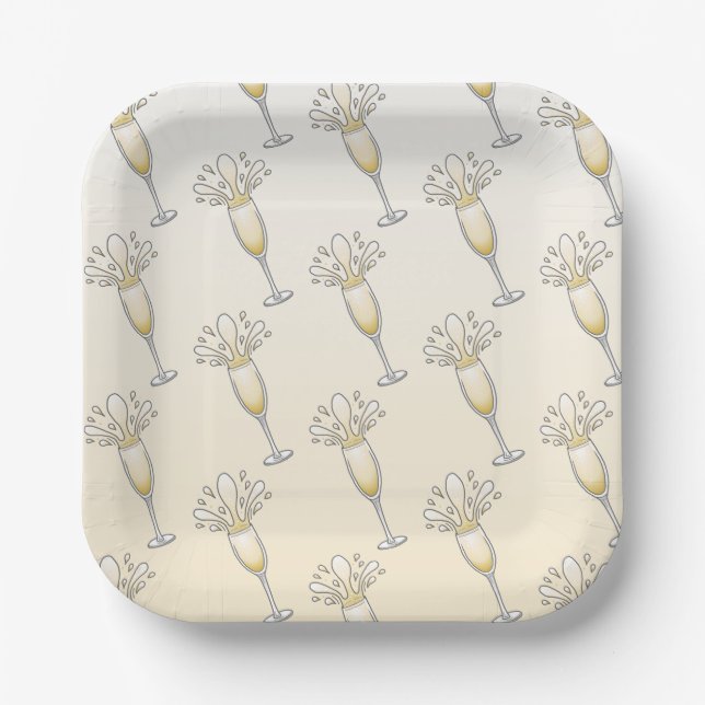 Champagne Glass Paper Plates (Front)