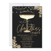 Champagne Glass Snowflakes Christmas Company Invitation