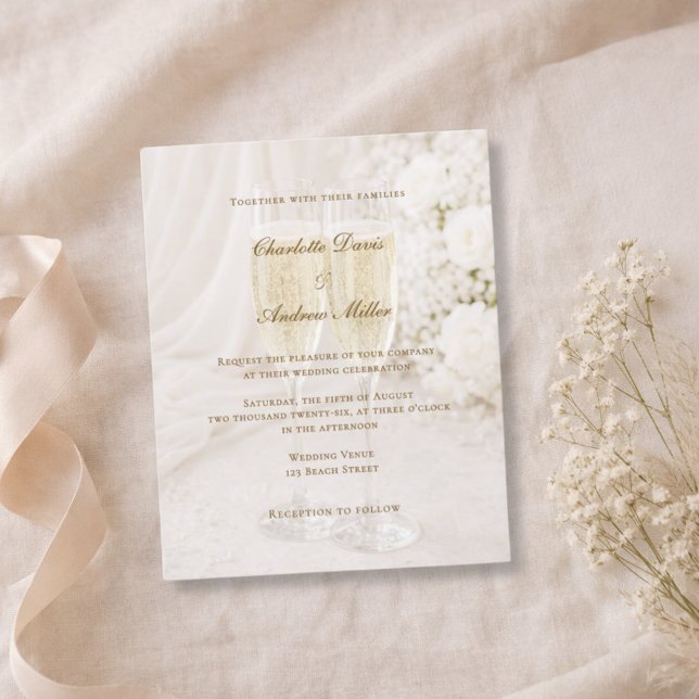 Champagne Glass Soft Draped wedding invitation (Creator Uploaded)